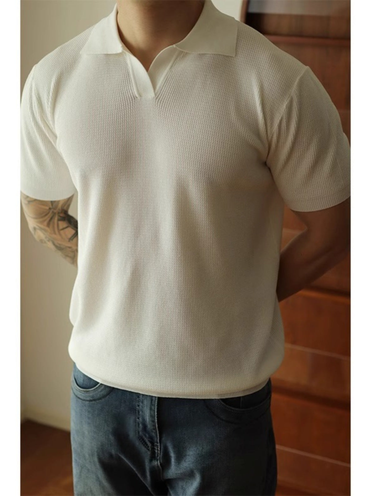 American V-neck Polo Shirt Men's Design Sense