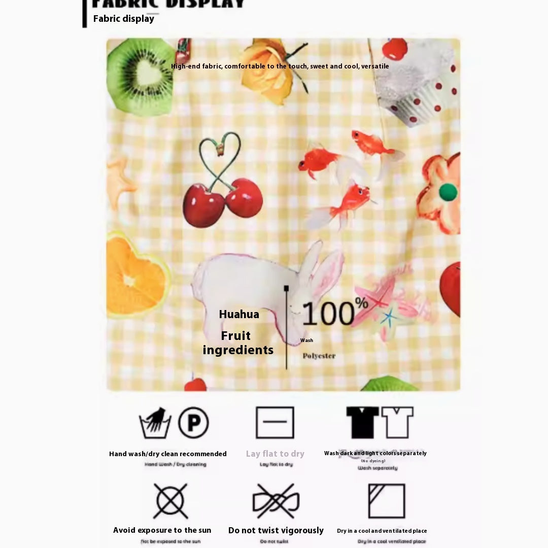 Fruit Print Yellow High Waist Slimming Short Skirt For Women