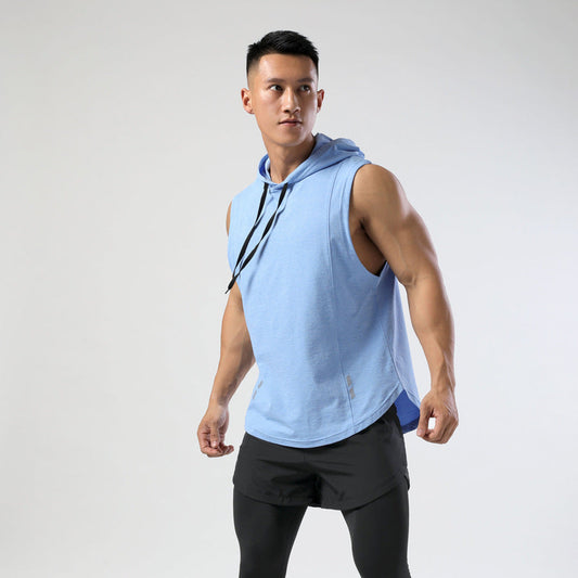 Adult Hooded Sleeveless T-shirt Men's Sports Casual Quick-drying