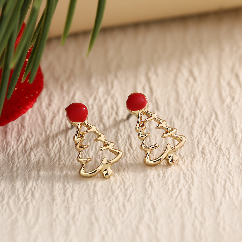 Christmas Fashion Elk Christmas Tree Snowflake Diamond Personalized Three-dimensional Cartoon Earrings
