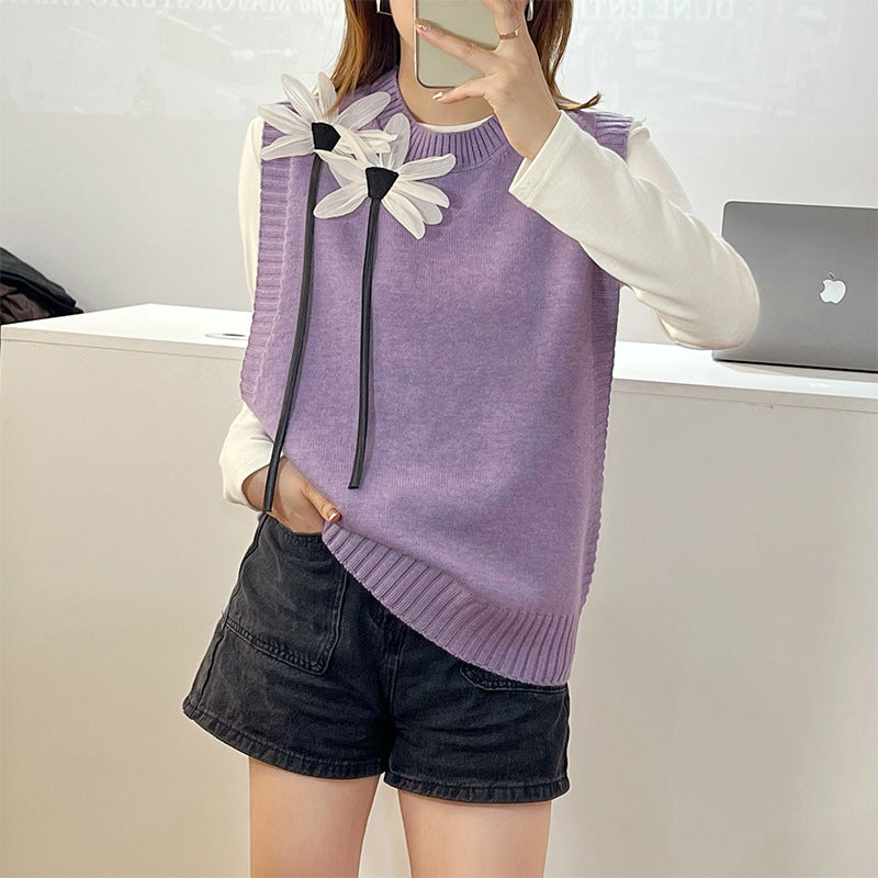 Women's Round-neck Loose Knitted Sweater Vest