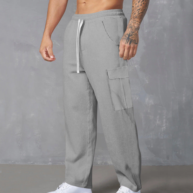 Autumn Retro Leisure Cargo Men's Versatile Loose-fitting Wide-leg Trousers