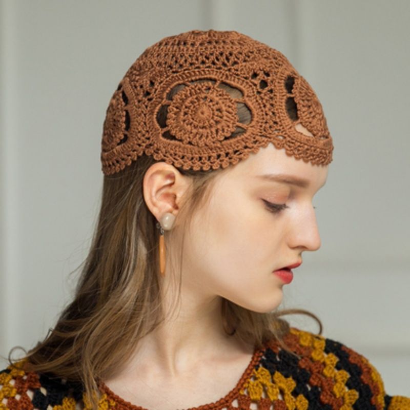 Hand-woven French Retro Crochet Toque