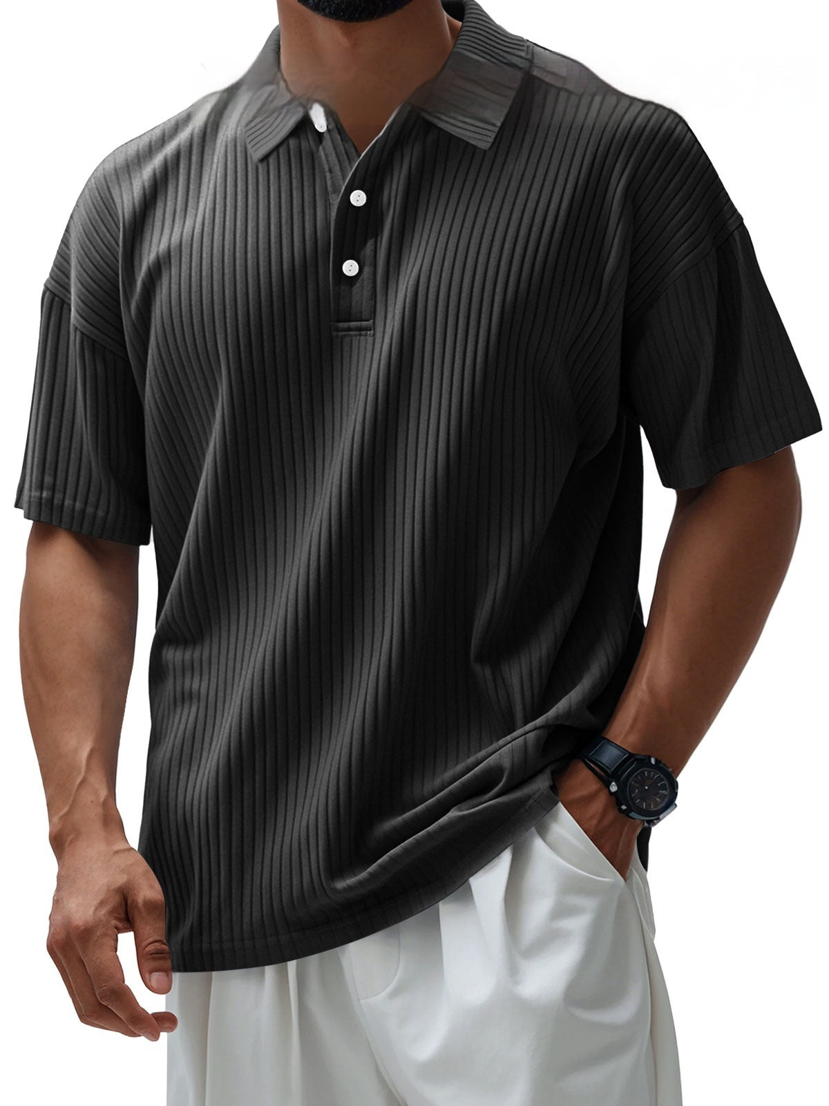 Printed Men's Loose Trendy Short Sleeve Lapel Shirt