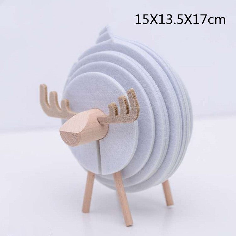 Sheep Elk Anti-Skid Absorbent Insulation Tea Ceremony Felt Coaster Japanese Style Creative Home Office