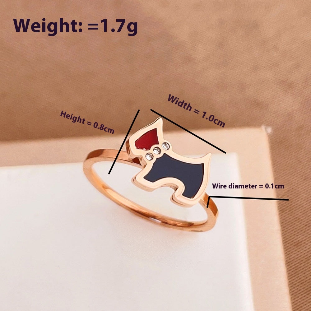 Dog French Personalized Niche Design Titanium Steel Ring