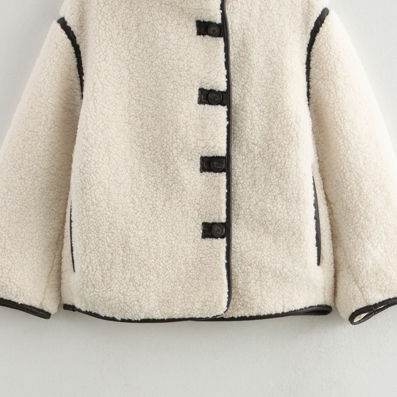 Winter New Stand Collar Contrast Color Button Loose And Warm Coat For Women