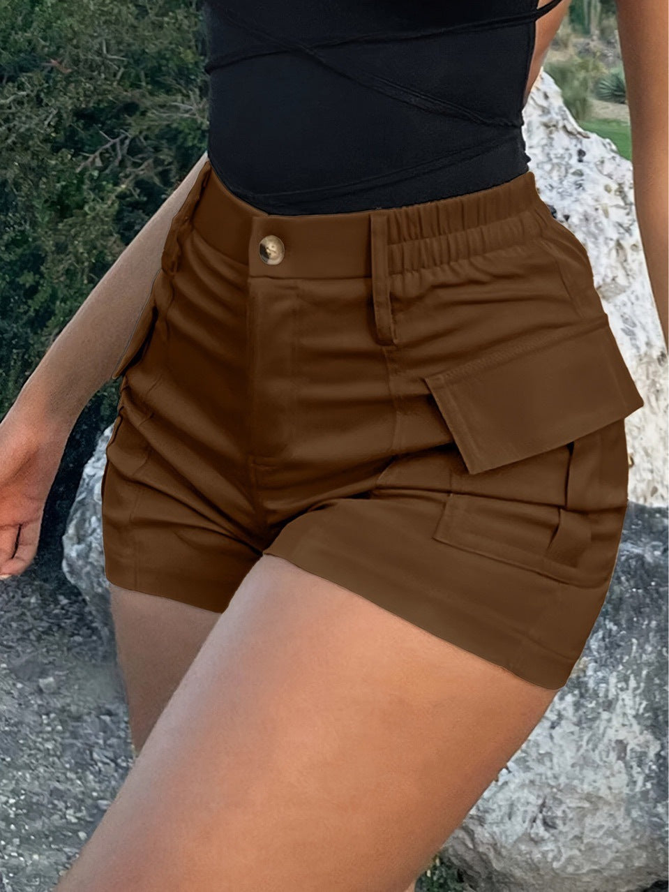 Summer American Casual Solid Color Short Shorts
