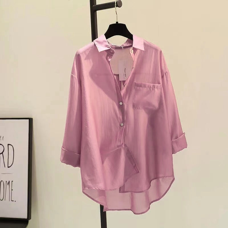 Tencel Cotton Sun Protection Shirt Long Sleeve Versatile Loose Top