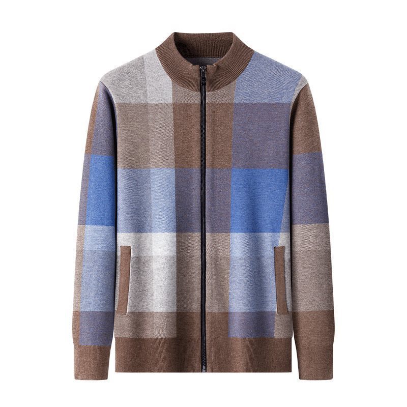 Autumn Striped Color Matching Cardigan Men's Knitting Sweater Versatile Loose