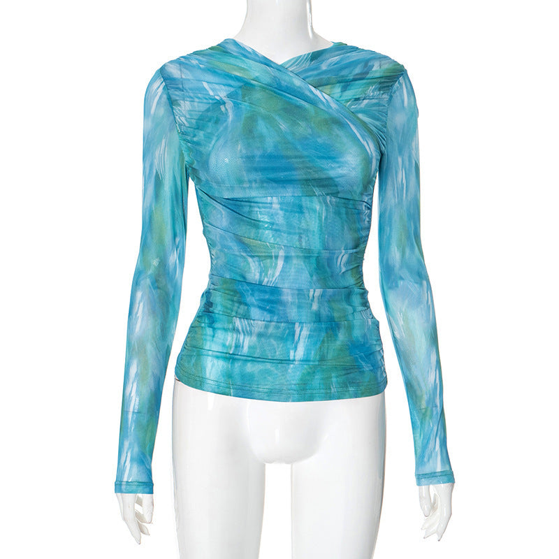 Women's Fashion Print Top Long Sleeve