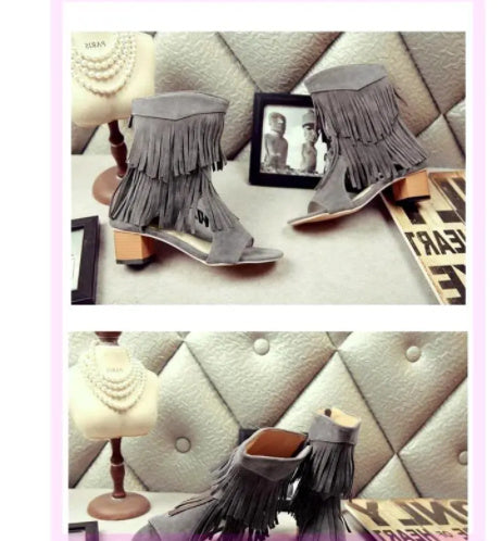 Summer Fish Mouth Hollow Boots Female