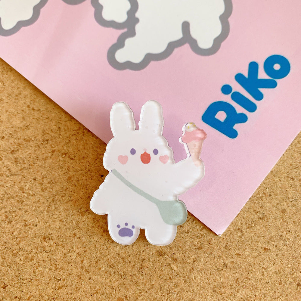 Small Brooch Cartoon Cute Rabbit Accessories Clothes Bag Pendant Badge Female