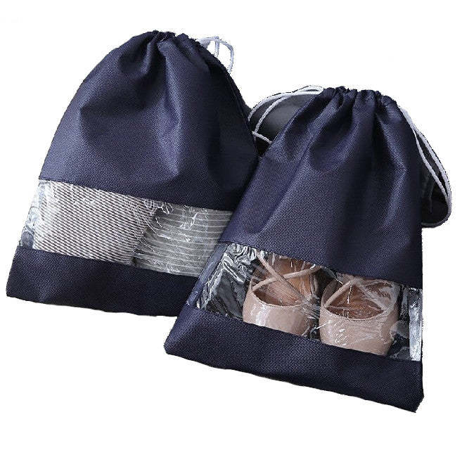 Non Woven Travel Transparent Dustproof Portable Drawstring Shoe Bag
