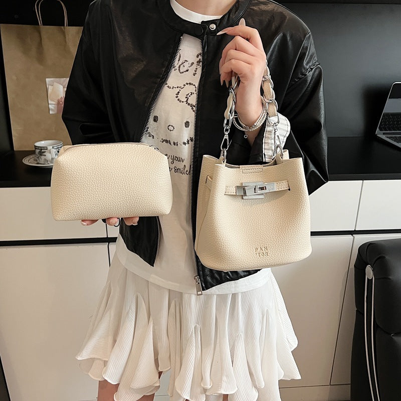 Shoulder Retro Soft Leather PU Leisure Bucket Bag