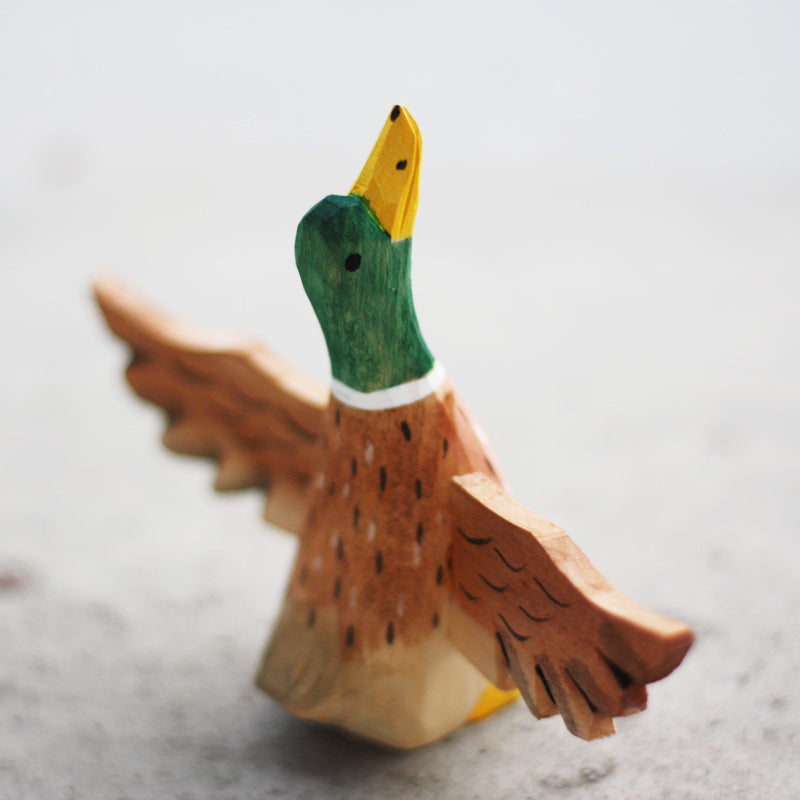 Pure Handmade Wood Carving Fat Bird Chirping