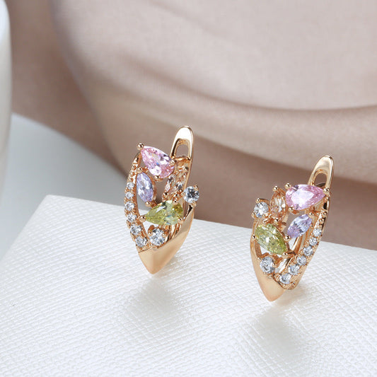 Fashion Color Zircon Earrings Female Fashion New