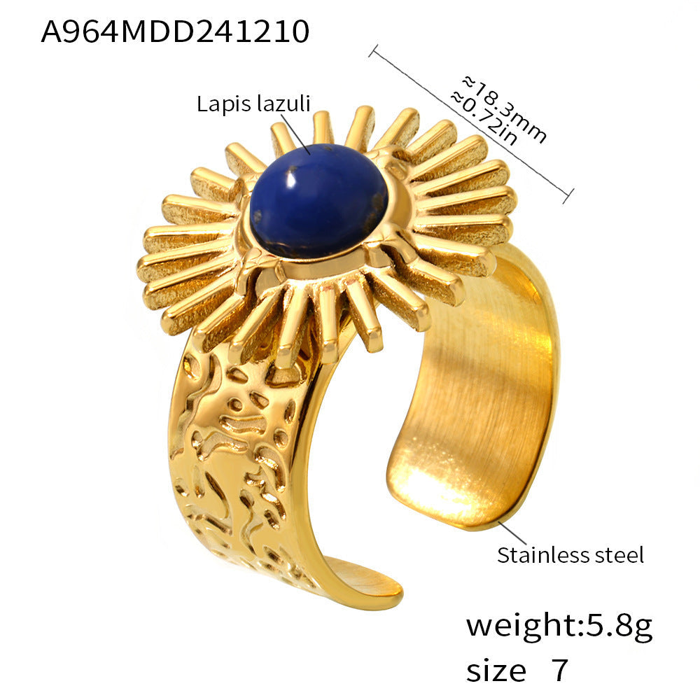SUNFLOWER Turquoise Karst Opening Adjustable Ring