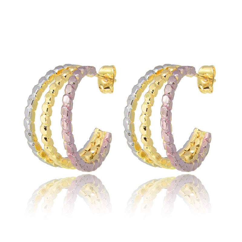 Cold Earrings Colorful Oil Necklace Multi-layer C- Shaped Simple