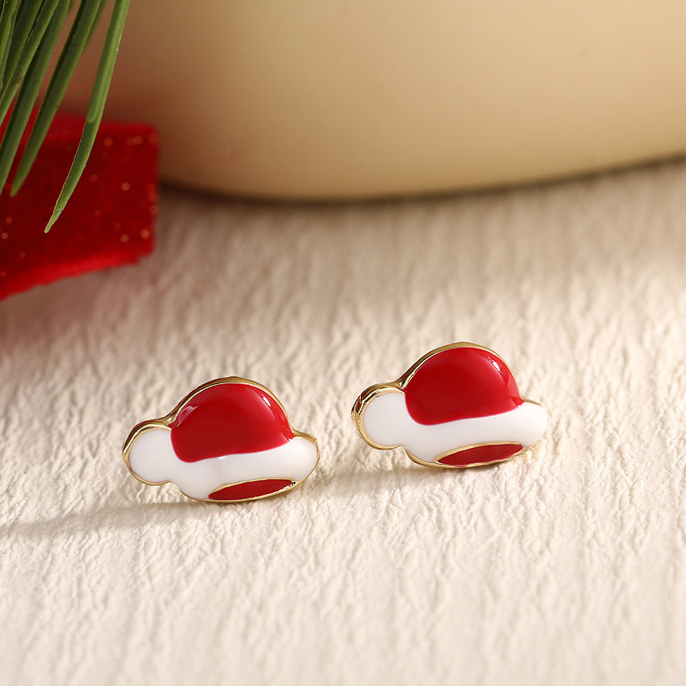 Christmas Fashion Elk Christmas Tree Snowflake Diamond Personalized Three-dimensional Cartoon Earrings