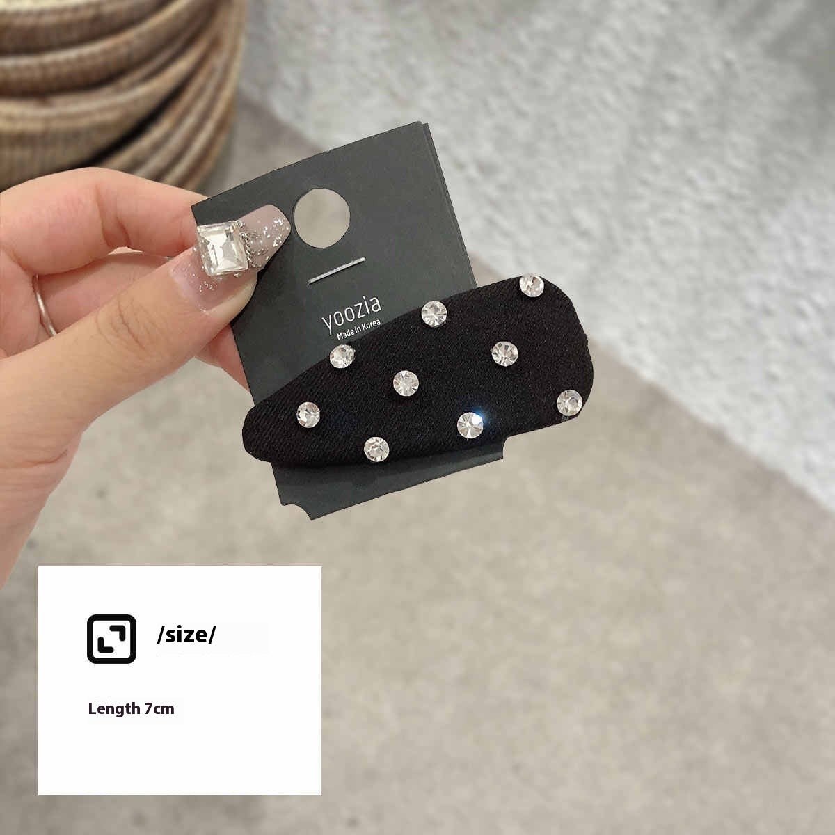 Bang Clip Simple Black Diamond Hair Clip