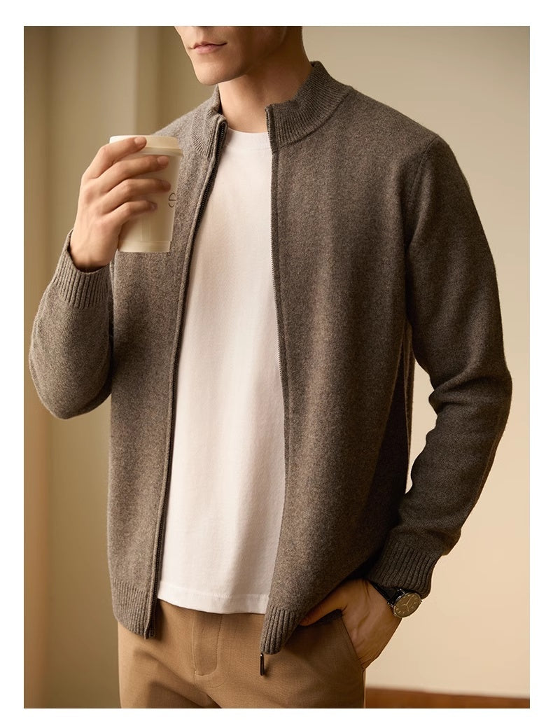 Men's Zipper Stand-up Collar Cardigan Coat