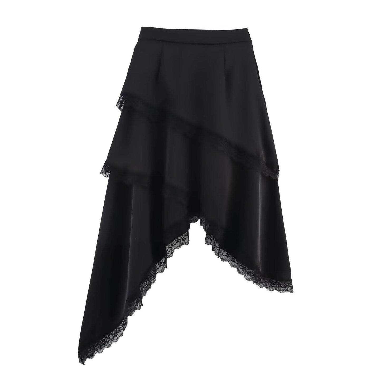 Spring And Summer Solid Color Multi-layer Irregular Lace Edge Tiered Skirt