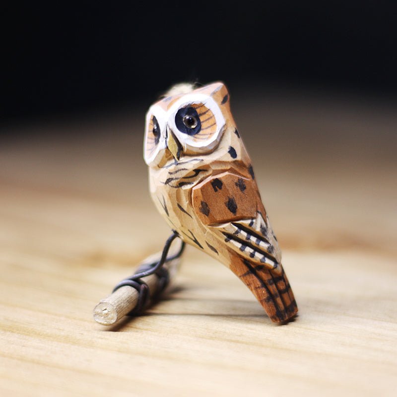 Pure Handmade Wood Carving Fat Bird Chirping