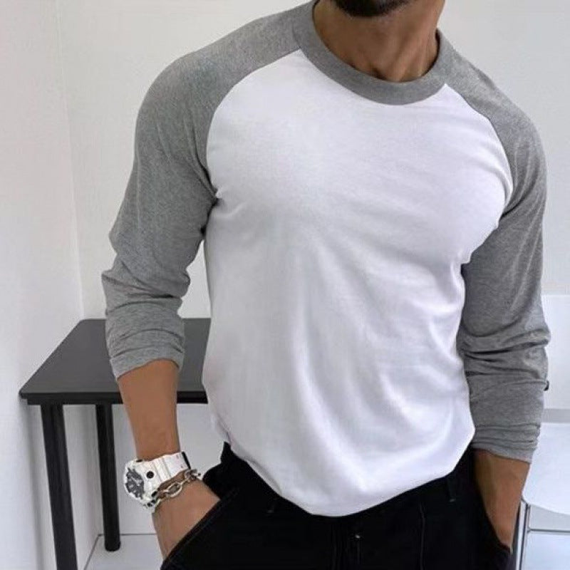 Round Neck Loose Breathable Plus Size Bottoming Shirt Men's Casual Raglan Sleeve Top