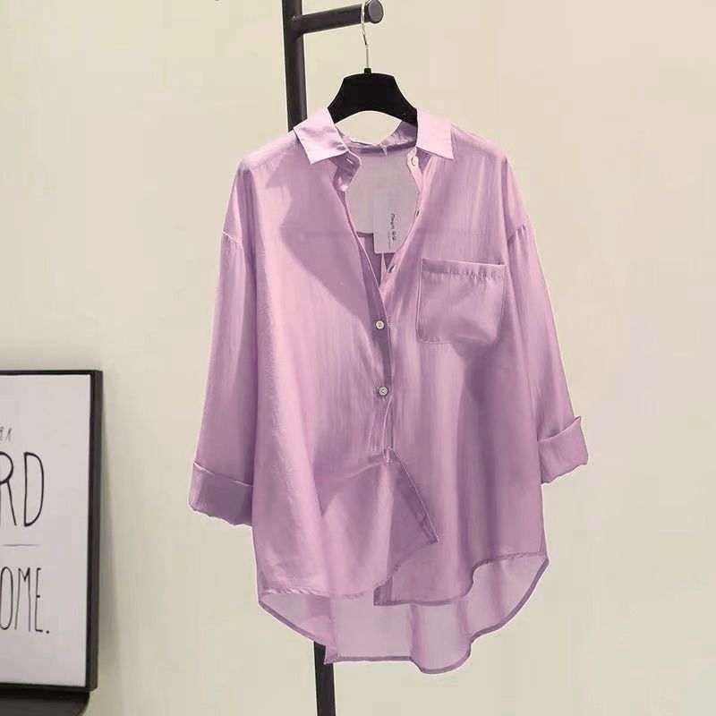 Tencel Cotton Sun Protection Shirt Long Sleeve Versatile Loose Top