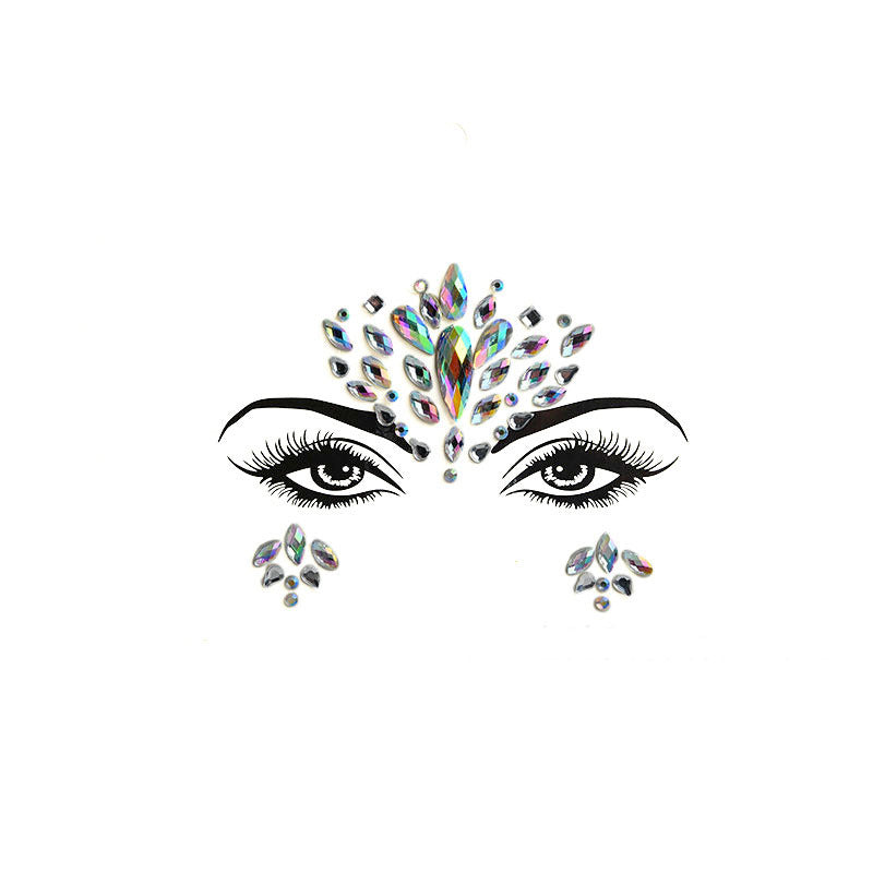Acrylic Green Resin Diamond Face Sticker Rhinestone Face Sticker Crystal Diamond Eyebrow Sticker Diamond
